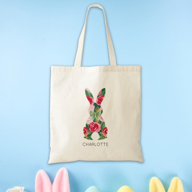 Personalisiert Kids Oster Bunny Tote Beutel für Mä Tragetasche (Personalized Kids Easter Bunny Tote Bag for Girls)