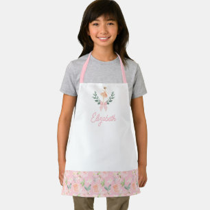 Personalisiert Kids Pink Bow Ballerina School Schü Schürze