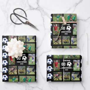 Personalisiert Kids Soccer Foto Album Geschenkpapier Set
