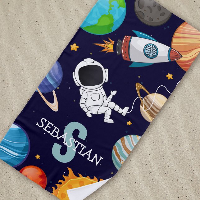 Personalisiert Kids Space Astronaut Summer Strandtuch (Von Creator hochgeladen)
