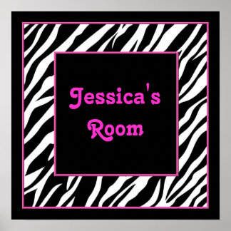 Personalisiert Kids Wall Decke - Zebra und Rosa Poster