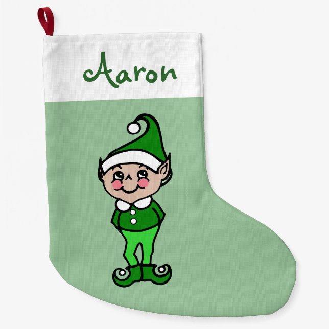 Personalisiert Kids Weihnachts-Elf-Strumpf Großer Weihnachtsstrumpf (Vorderseite)