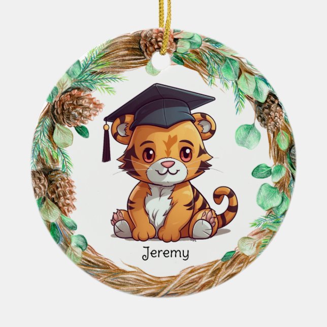 Personalisiert Kindergarten Abschluss Tiger Cub Keramik Ornament (Vorne)