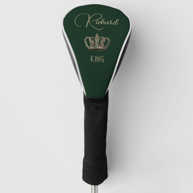 Personalisiert King Crown Green Golf Handtuch Golf Headcover (Vorderseite)