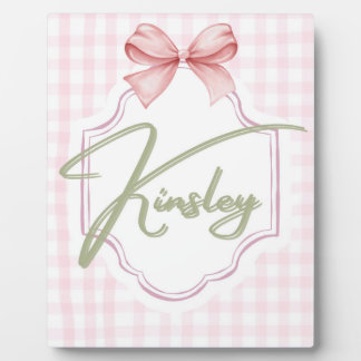Personalisiert Kinsley Baby Girl Kinderzimmer Bow& Fotoplatte