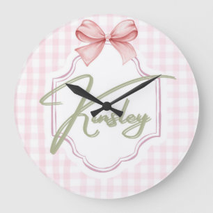 Personalisiert Kinsley Baby Girl Kinderzimmer Bow& Große Wanduhr
