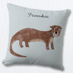 Personalisiert Kissen<br><div class="desc">Ein niedlicher und misstrauischer Otter,  der sich für die Liebhaber von Wildtieren eignet. Originelle Kunst von Nic Squirrell. Ändern Sie den Namen,  um ihn zu personalisieren.</div>