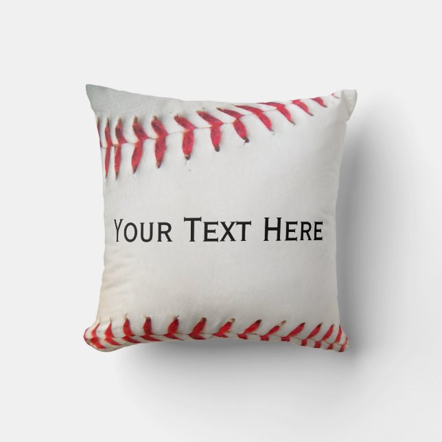 Personalisiert Kissen Weißes Baseball Rot Heftung (Vorderseite)