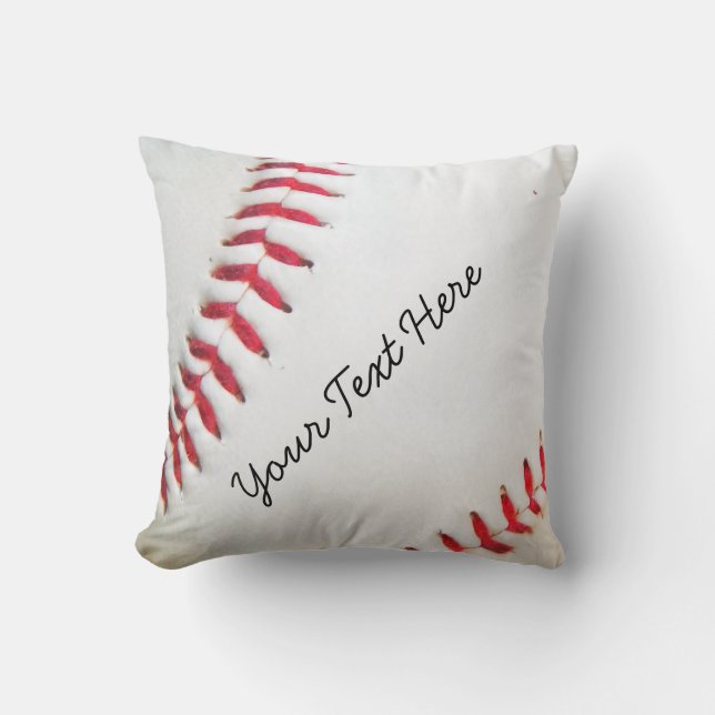 Personalisiert Kissen Weißes Baseball Rot Heftung (Vorderseite)