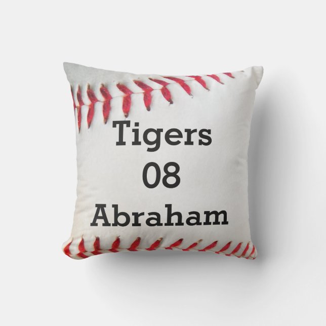 Personalisiert Kissen Weißes Baseball Rot Heftung (Vorderseite)