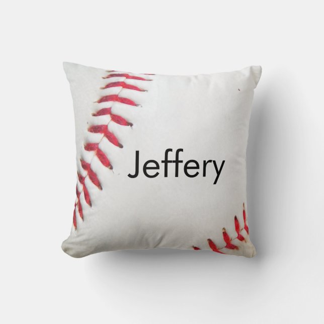 Personalisiert Kissen Weißes Baseball Rot Heftung (Vorderseite)