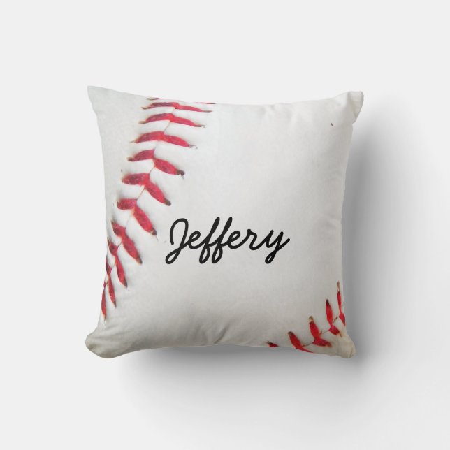 Personalisiert Kissen Weißes Baseball Rot Heftung (Vorderseite)