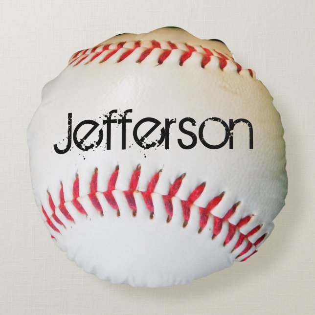 Personalisiert Kissen Weißes Baseball Rot Heftung (Rückseite)