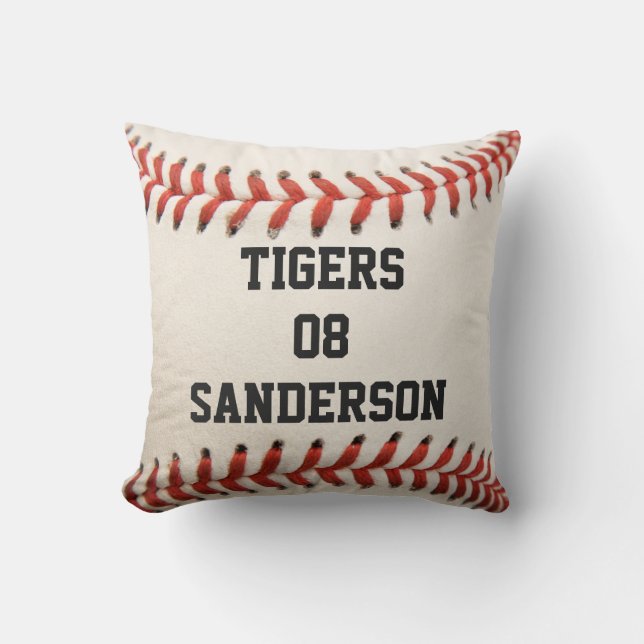 Personalisiert Kissen Weißes Baseball Rot Heftung (Vorderseite)