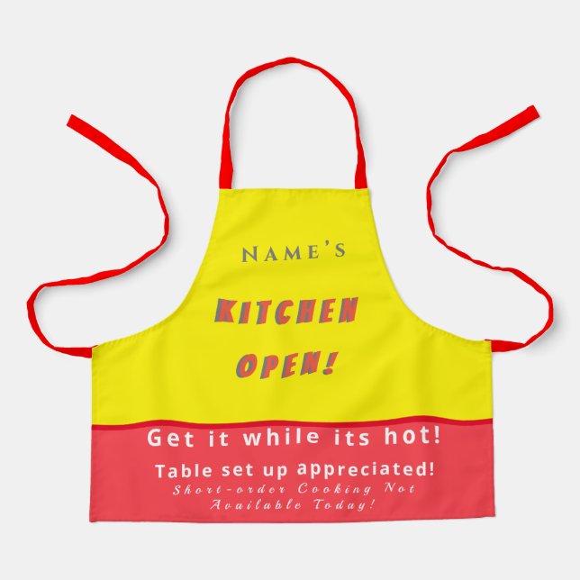 Personalisiert Kitchen Open + 3Comments Funny Apro Schürze (Vorderseite)