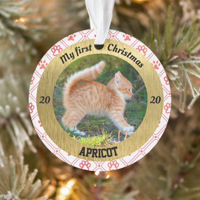 Personalisiert Kittens erstes Foto zu Weihnachten Ornament (Baum)