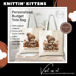 Personalisiert Knittin' Kittens Budget Totbeutel Tragetasche