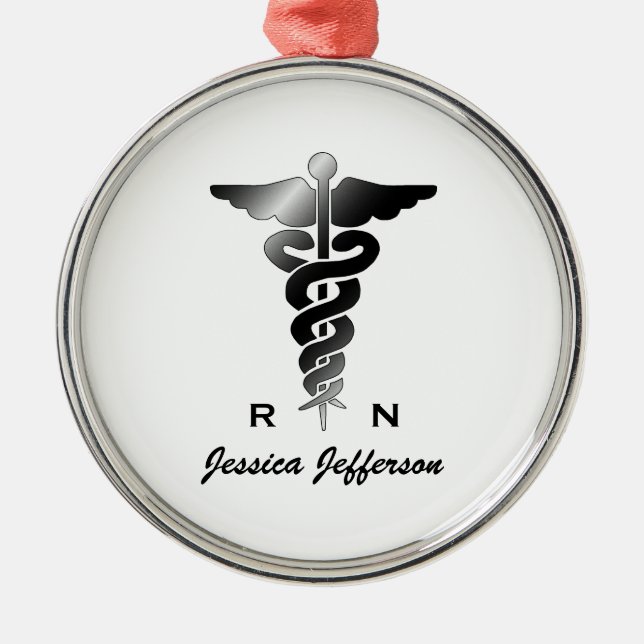 Personalisiert: Krankenschwester-Verzierung Silbernes Ornament (Vorne)