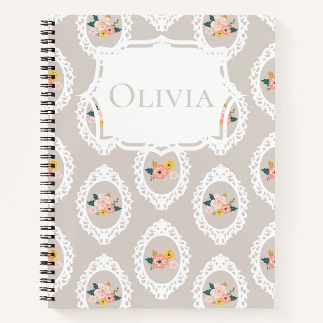 Personalisiert Lace Floral Girly Notizbuch (Vorderseite)