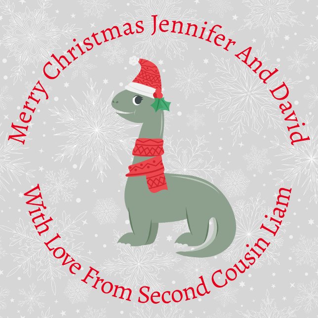 Personalisiert Lächeln Holly Christmas Dinosaurier Geschenkpapier (Von Creator hochgeladen)