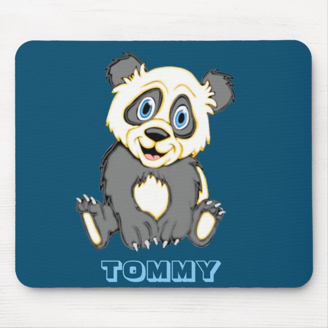 Personalisiert lächelnder Panda-Bär Mousepad (Vorne)