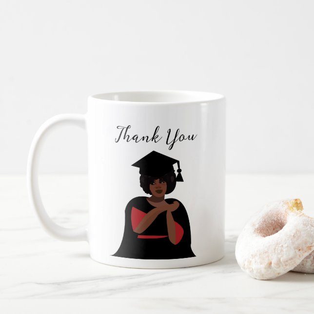 Personalisiert lächelnder weiblicher Abschluss Kaffeetasse (Mit Donut)