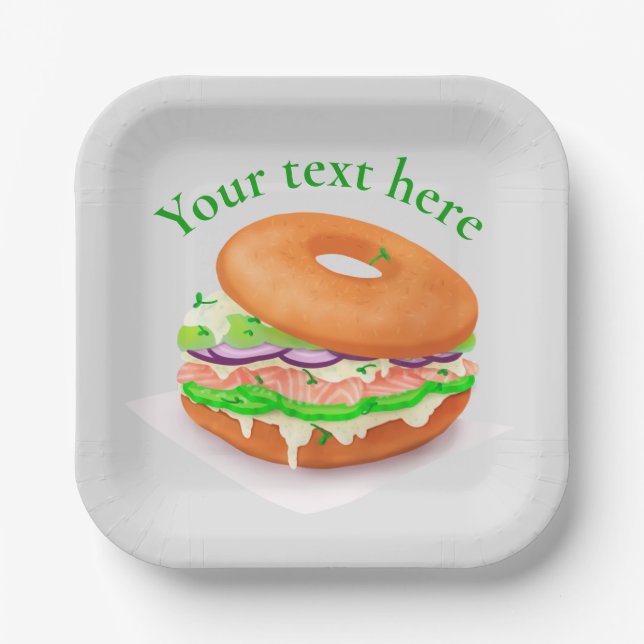 Personalisiert Lachs Bagel  Pappteller (Vorderseite)