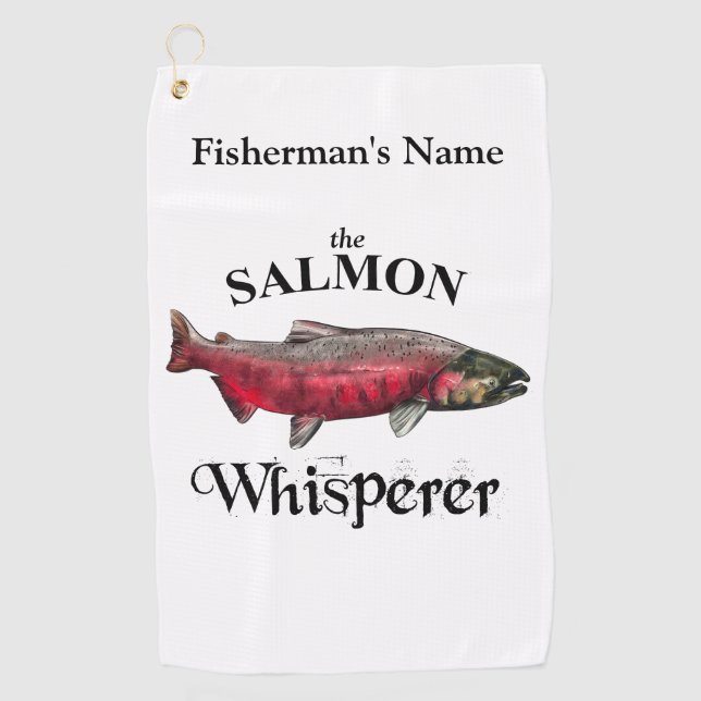 Personalisiert Lachs Whisperer Leichtfisch Handtuc Golfhandtuch (Vorderseite)