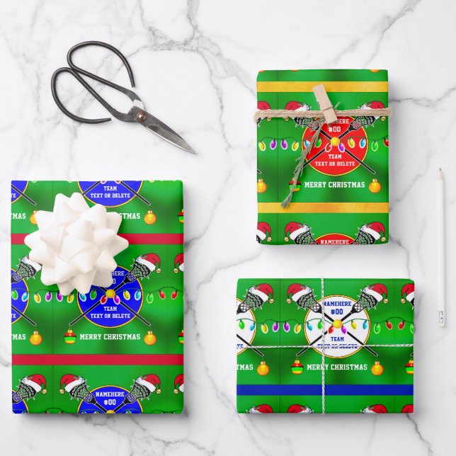 Personalisiert, LACROSSE Wrapping Paper, Christmas Geschenkpapier Set (Vorderseite)