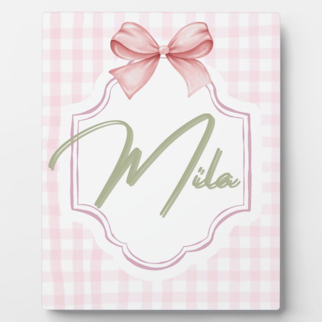 Personalisiert Lainey Baby Girl Kinderzimmer Bow&G Fotoplatte (Vorderseite)
