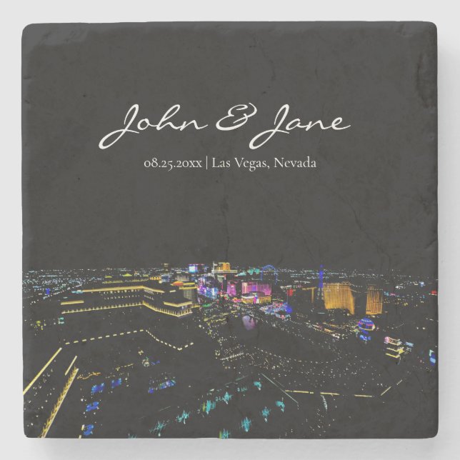 Personalisiert Las Vegas Skyline Stone Untersetzer (Vorderseite)