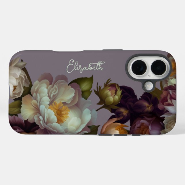 Personalisiert Lavender Botanical Floral iPhone Ca iPhone 16 Hülle (Rückseite (Horizontal))