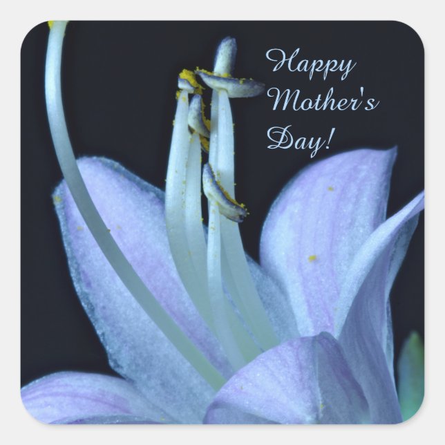 Personalisiert Lavender Hosta Blume, Muttertag Quadratischer Aufkleber (Vorderseite)