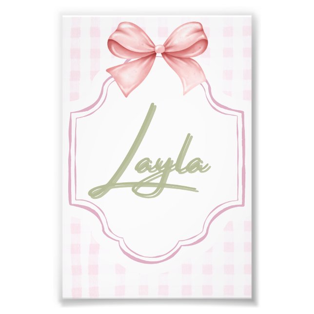 Personalisiert Layla Baby Girl Kinderzimmer Bow&Gi Fotodruck (Vorne)