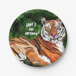 Personalisiert - Lazy Tiger - Teller zum Geburtsta