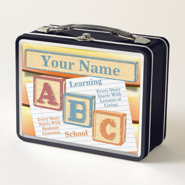 Personalisiert Learning School ABC Metal Lunchbox (Vorderseite)