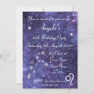 Personalisiert Leo Zodiac Galaxy Party Einladung