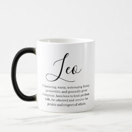 "Personalisiert Leo Zodiac-Zeichen Name und Merkma Verwandlungstasse