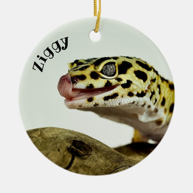 Personalisiert Leopard Gecko Lizard Keramik Ornament (Vorne)