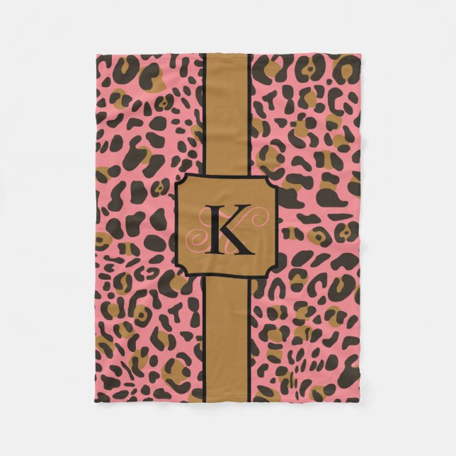 Personalisiert Leopard Jaguar Animal Print Muster Fleecedecke (Vorderseite)