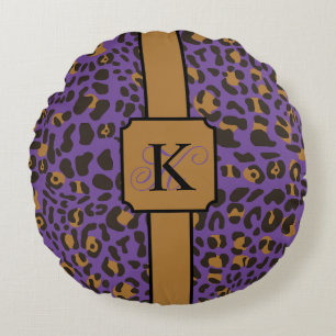 Personalisiert Leopard Jaguar Animal Print Muster Rundes Kissen