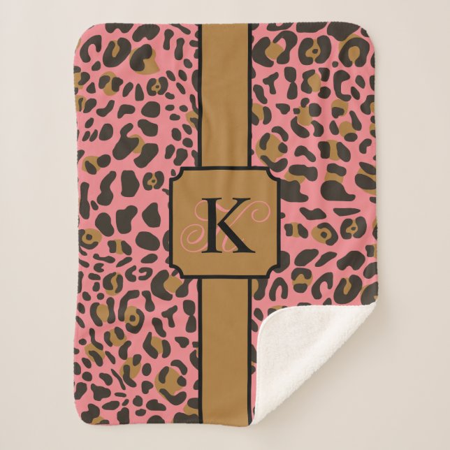 Personalisiert Leopard Jaguar Animal Print Muster Sherpadecke (Vorderseite)