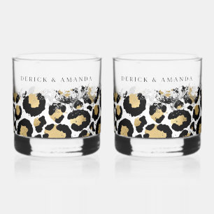 Personalisiert Leopard Print Bar Gläser