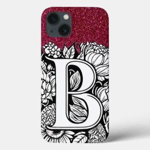 Personalisiert Letter B Glitzer Tattoo Blume Case-Mate iPhone Hülle