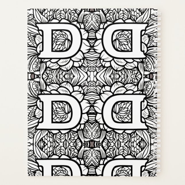Personalisiert Letter D floral Tattoo Black Planer (Rückseite)
