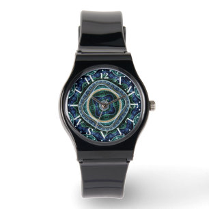 Personalisiert Letter Dial Julian Fraktal Mandala Armbanduhr