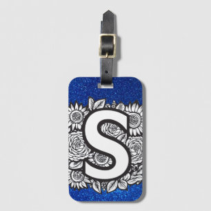 Personalisiert Letter S Glitzer Tattoo-Blume Gepäckanhänger