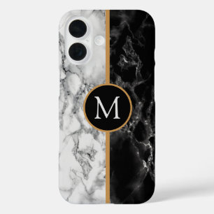 Personalisiert Letter Schwarz-weiß Marble iPhone C iPhone 16 Hülle
