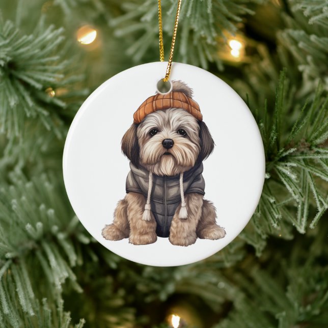 Personalisiert Lhasa Apso Dog Keramik Ornament (Baum)