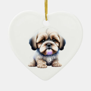 Personalisiert Lhasa Apso Puppy Keramik Ornament